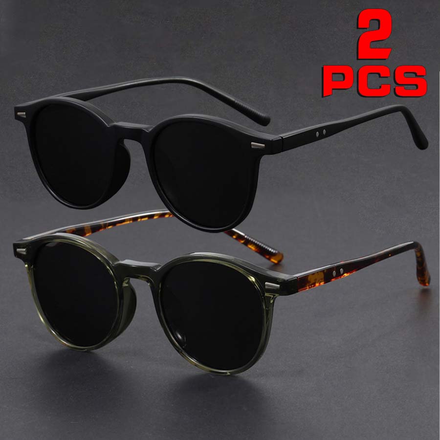 2 pairs of fashionable round frame glasses, unisex - suitable for street photography, music festivals, concerts, for small face