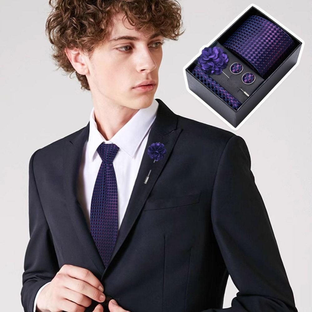 4Pcs/Set Luxury Hanky Cufflinks Paisley Men's Suit Lapel Flowers Pocket Square Groom Formal Suit
