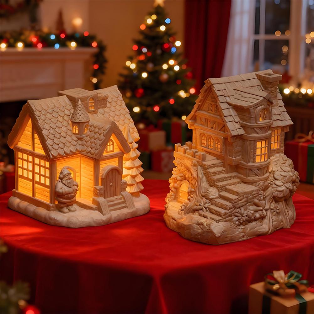 Christmas House Shape Candle Silicone Mold DIY Miniature Christmas Tree Candle Plaster Ornament Candle Molds