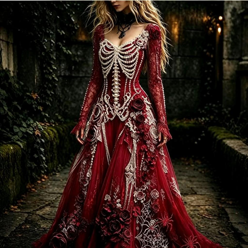Hot Sale Craft V-Neck Sweet Ladies Halloween Dress Ladies Dress