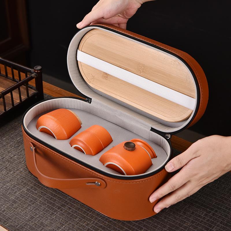 Black Pottery Travel Tea Set Portable Kuaike Cup Business Giveaways Holiday Accompanying Hand Gifts