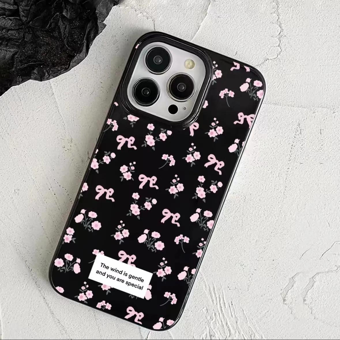 

Чехол для iPhone с цветочным бантом для 14 Pro Max, 13/11, XR, 12, 11, 15 Pro - легкий роскошный женский мягкий чехол iPhone 13