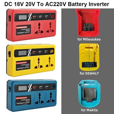 1Pcs 18v 20v To 220v Battery Inverter with 4 USB LED Multifunctional Smart Transformer Dual Plug Household