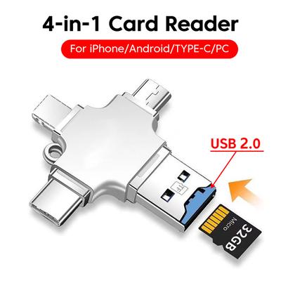 Czytnik kart OTG 4 w 1 USB 2.0 do typu C IOS Micro Adapter Adapter karty pamięci TF do komputera iPhone Samsung Xiaomi Huawei Interfejs