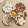Non-slip Diatom Mud Coaster Round Insulation Pad Practical Cartoon Cat Cup Mat  Home