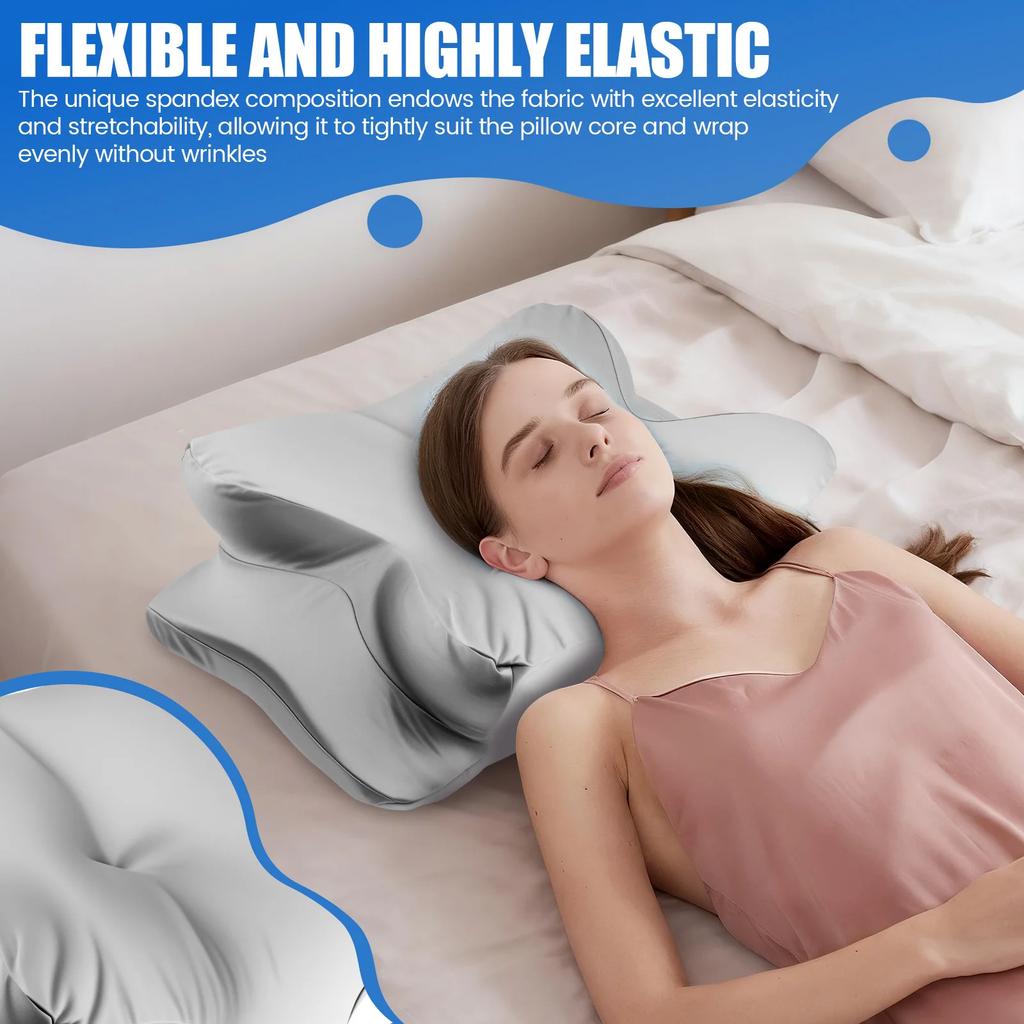 Pillow Case with Zipper Closure Smooth Cervical Neck Pillowcase Machine Washable Cervical Pillow Case for Sleeping Only