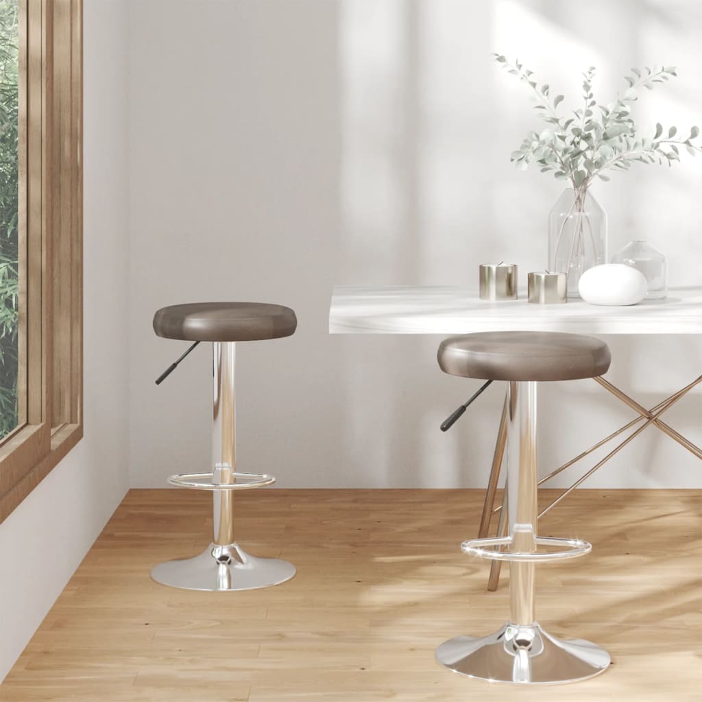Bar Stool Set 2 Pcs Brown Faux Leather