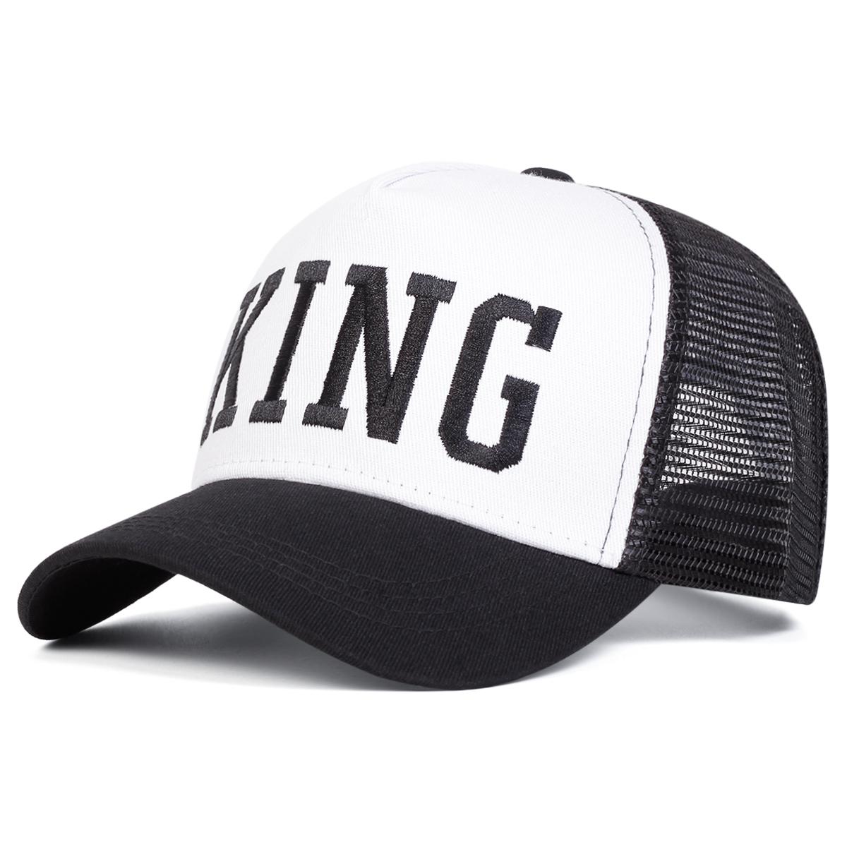 

Унисекс бейсболки с сеткой и вышивкой надписи KING, весенне-летние, для улицы, регулируемые, повседневные, солнцезащитные белый