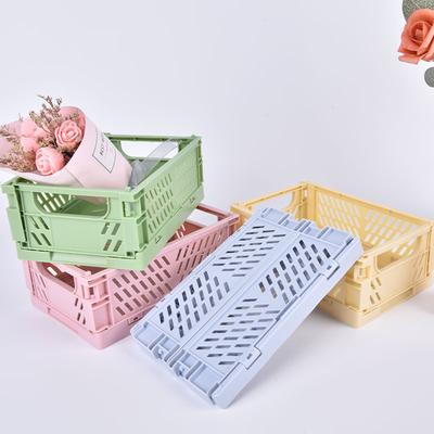 Cute Mini Foldable Desktop Organizer Desk Storage Basket Office Stationery Accessories