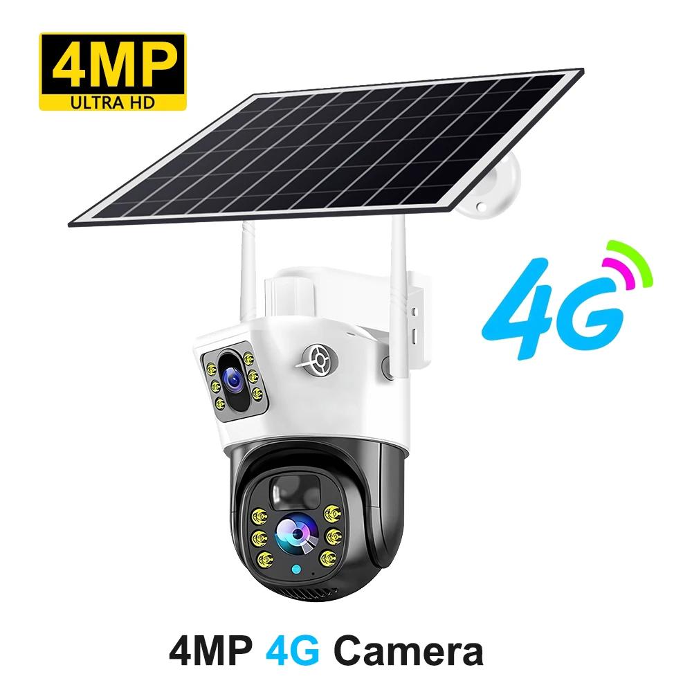 Kamera 8MP 4K Solar 4G z panelem karty 4G-SIM Zewnętrzna bezprzewodowa kamera PTZ PIR Wykrywanie człowieka CCTV IP Kamery Ochrona bezpieczeństwa V380