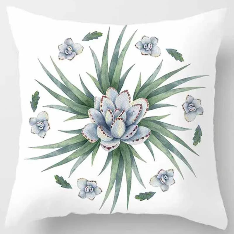 Car Sofa Cushion Cover Botanical Cactus Print Square Pillowcase Bedroom Home Decor