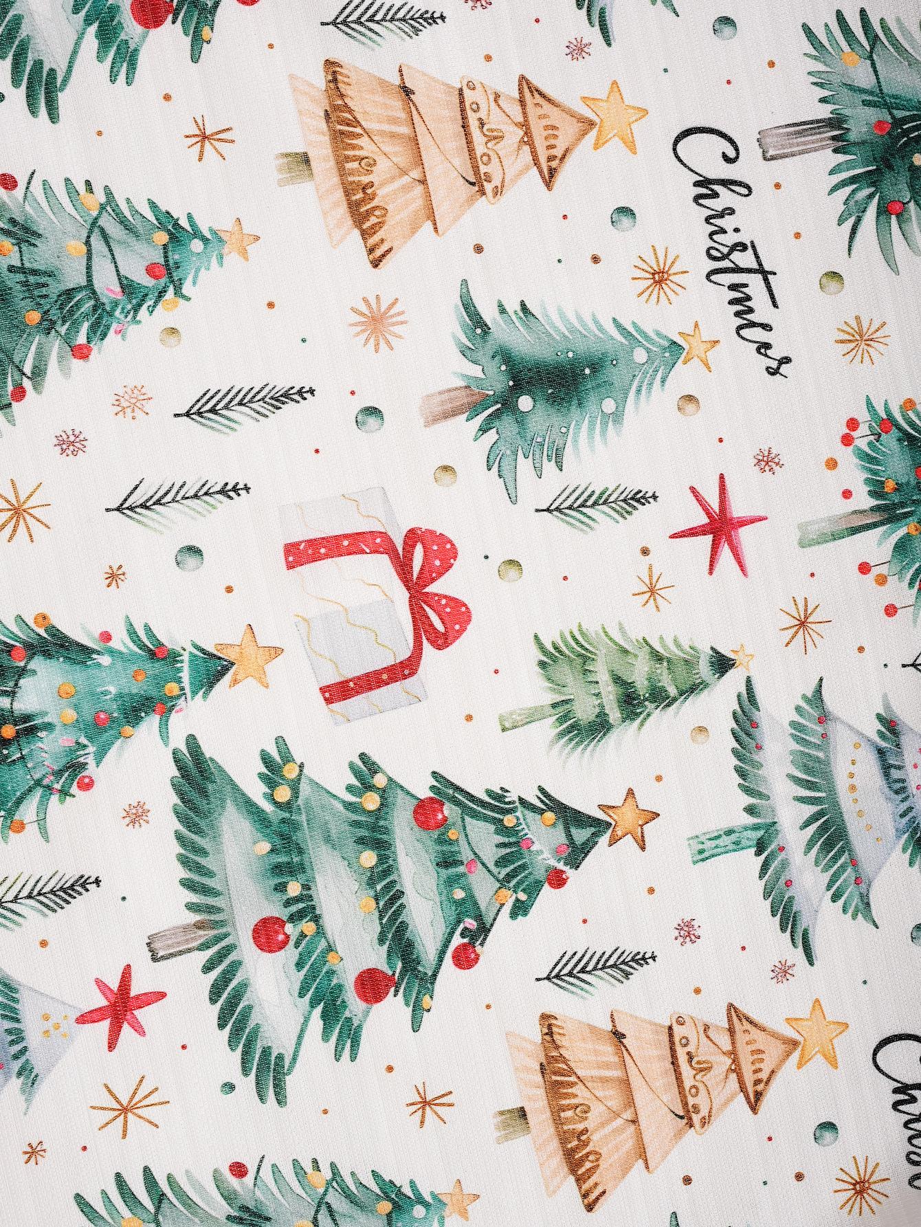 

Christmas Tree Print White Background Curtains for Living Room And Bedroom Holiday Decorative Window Treatments for Party 140x100cm 1PC&Rod Pocket белый