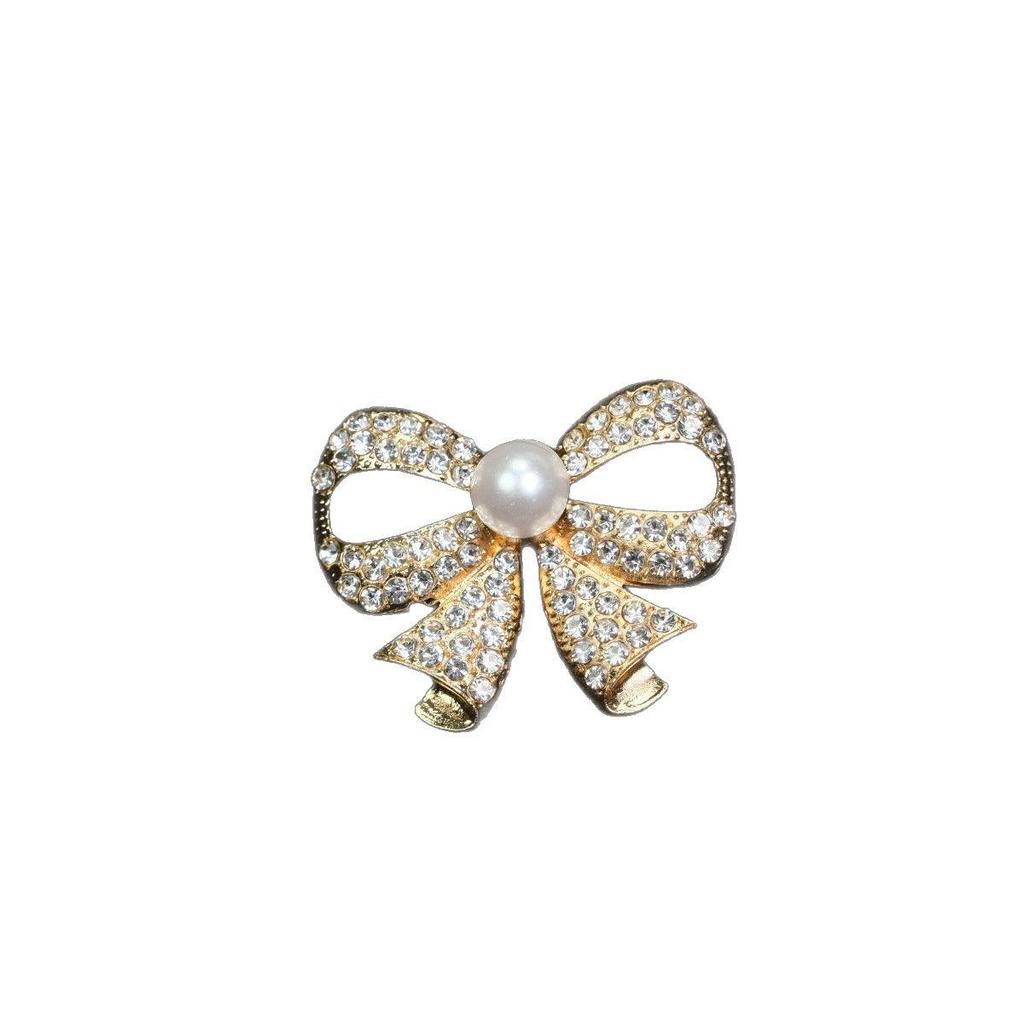 High-End Retro Clothing Brooch: Ruffled Bow Pearl Pin Accessory