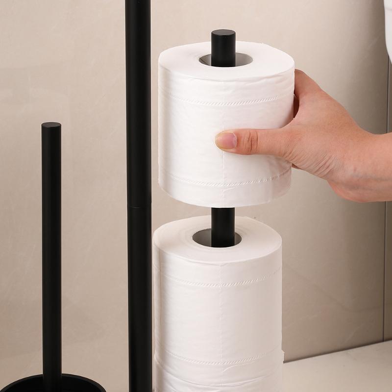 Floor-standing vertical roll paper holder toilet brush bathroom floor-standing toilet paper holder drawer without punching