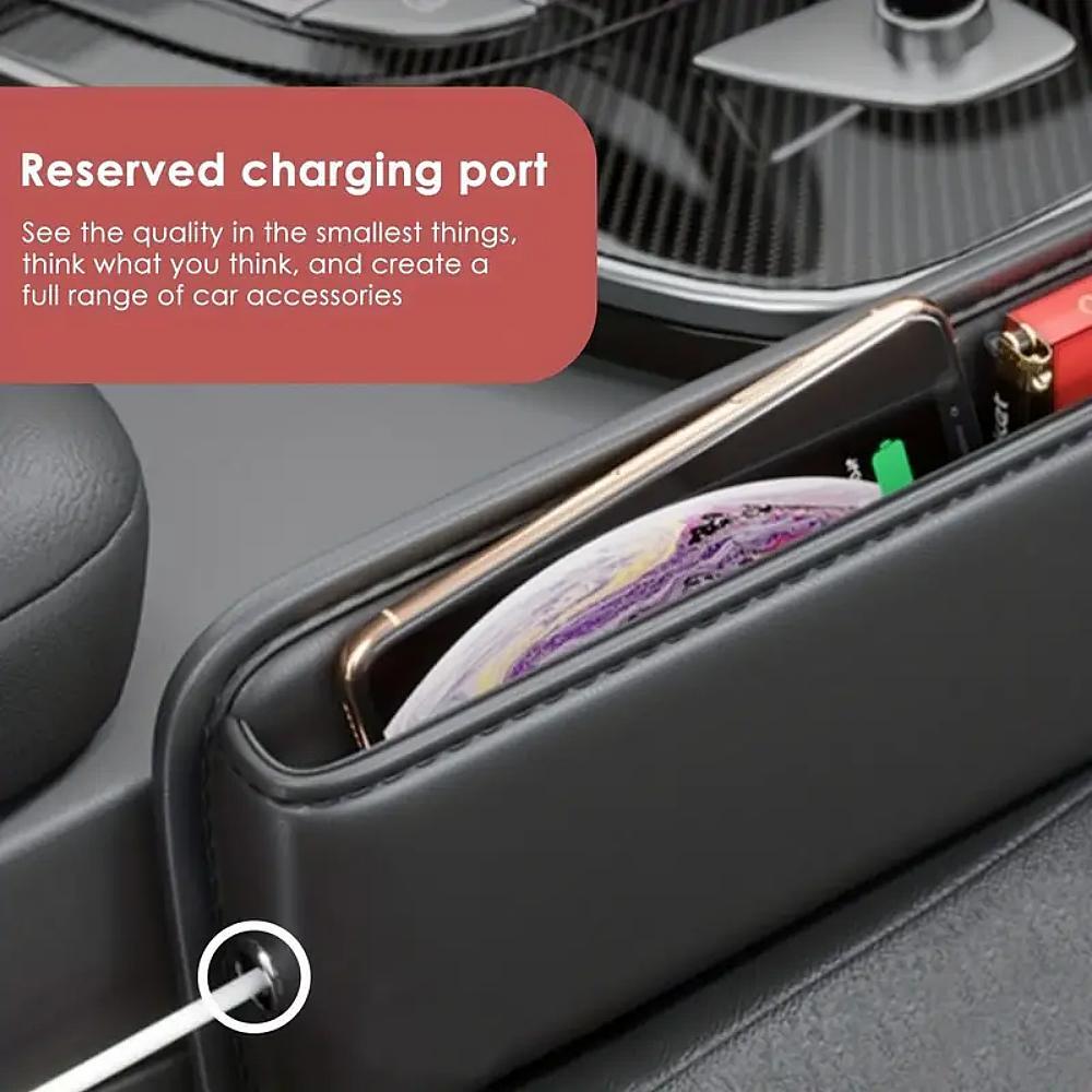 1pc Car Seat Gap Filler Organizer with Cup Holder PU Leather Car Side Seat Storage Box Multi-functional Car Interior Organizer F