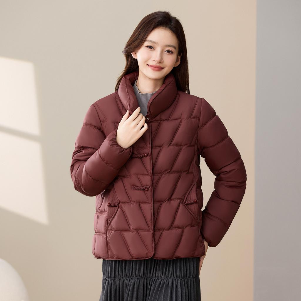 Women's Short Collar Cotton Jacket 2025 New Style Fashion Cotton Coat with Chinese Traditional Design Thick Outerwear