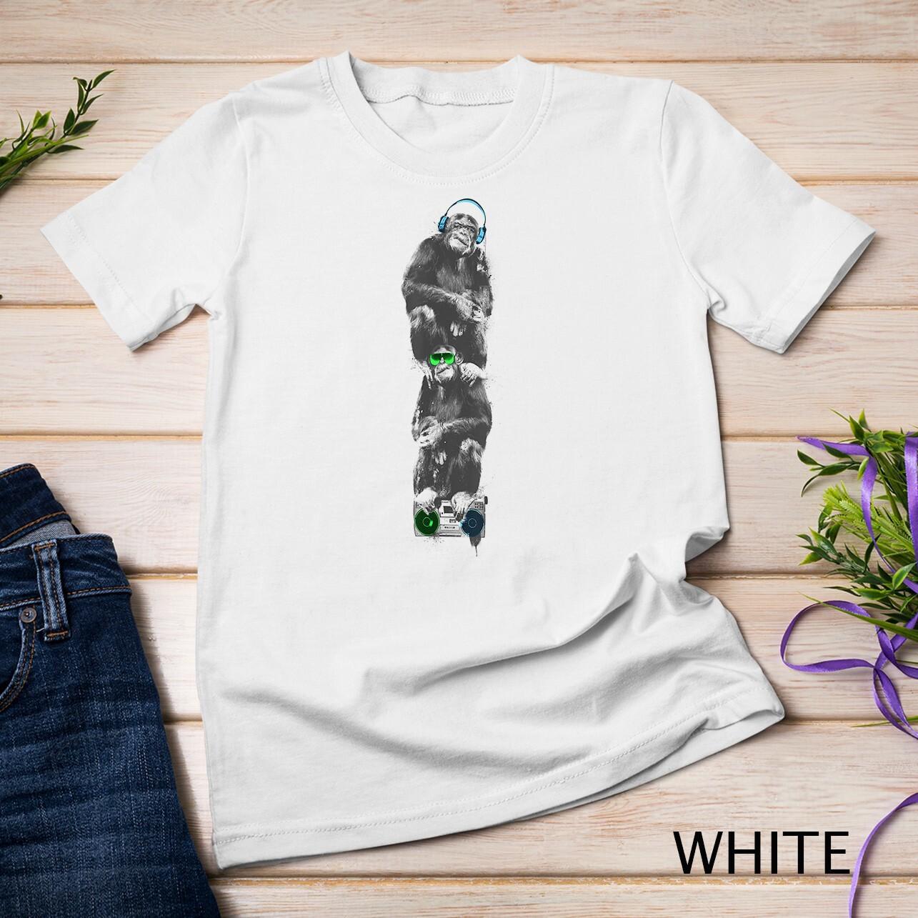 MONKEY MUSIC - chimpanzee - ape - headphones Unisex T-Shirt Mens Womens Tees Top 2XL