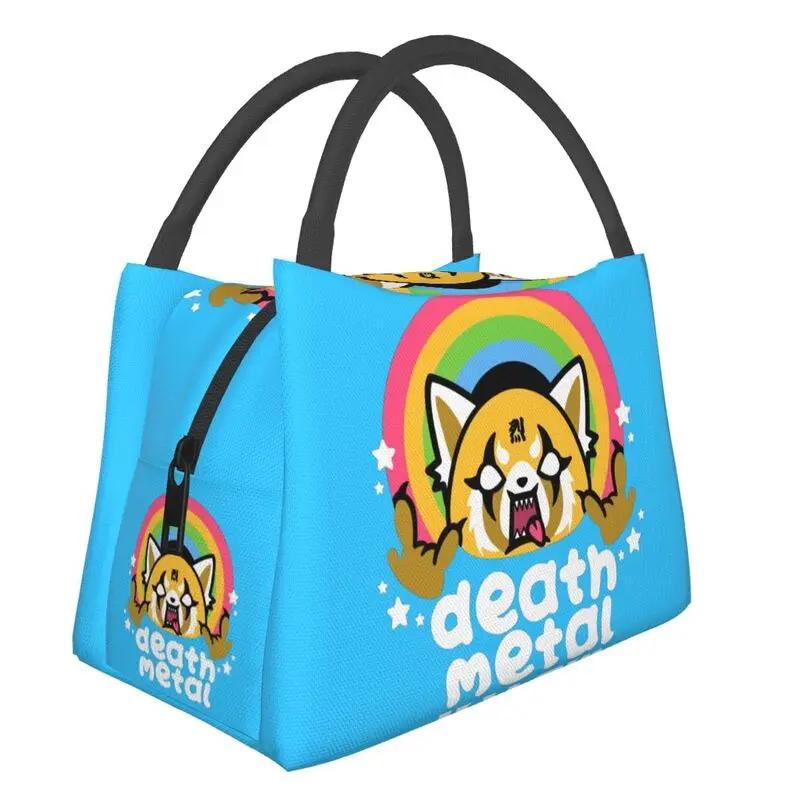 Death Metal Aggretsuko Aggressive Retsuko Portable Lunch Boxes Japanese Anime Manga Thermal Cooler Food Insulated Lunch Bag