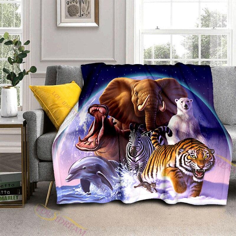 Galaxy Animal Tiger Print Fluffy Blanket Home Decoration Suitable for Living Room Bedroom Office Office Travel Blanket