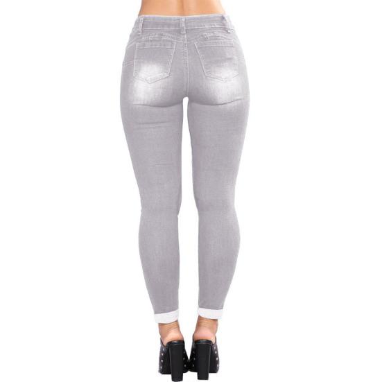 Women's Mid Rise Jeans Skinny Ripped Jeans Stretch Distressed Denim Pants Slim