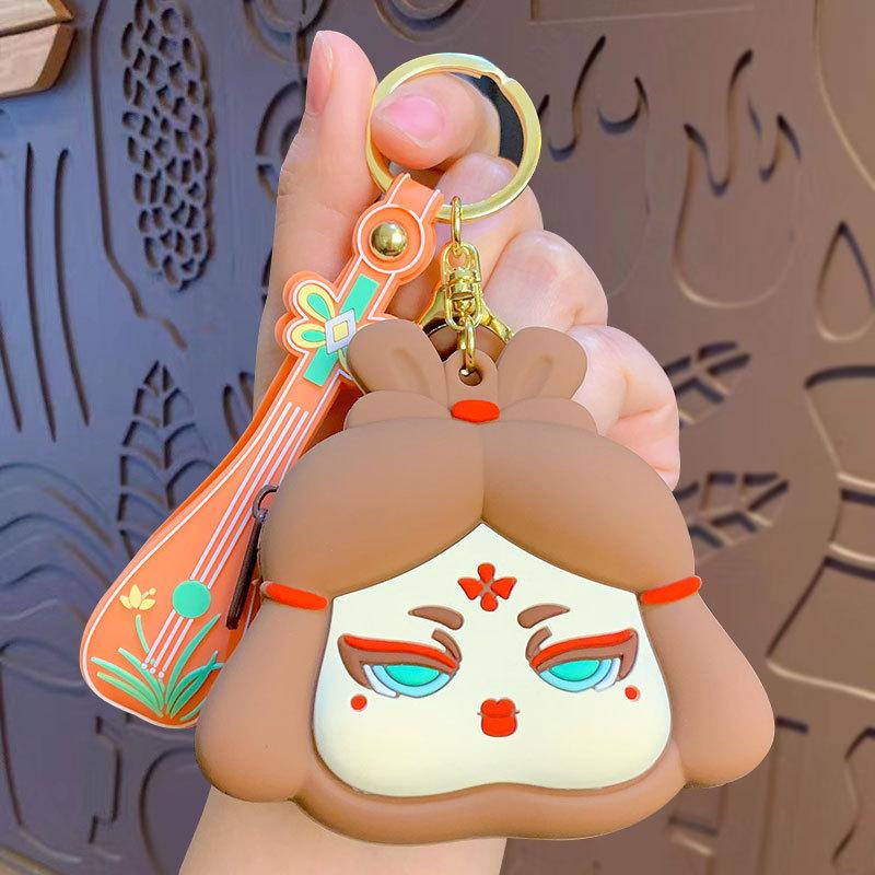 Cartoon Exquisite Datang Lady Change Bag Keychain Creative Women'S Schoolbag Pendant Car Key Chain Gift
