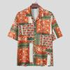 INCERUN Summer Men Lapel Neck Short Sleeve Print Beach Casual Holiday Hawaiian Shirts