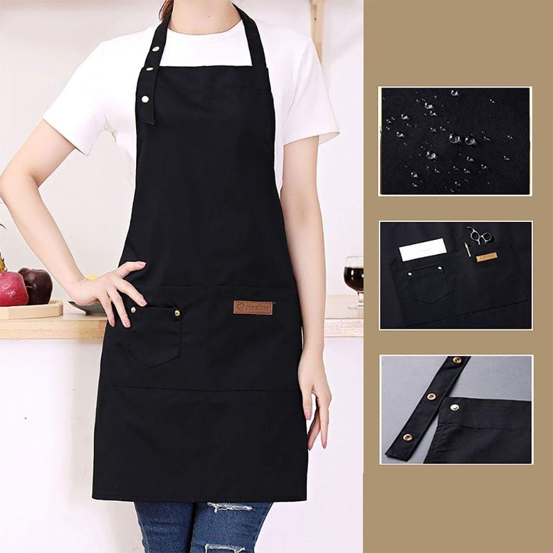 Oil Resistant Kitchen Apron With Triple Adjustable Button Easy Clean Waterproof Polyester