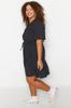 Women's Style Plus Size Black Polka Dot Woven Shirt Dress