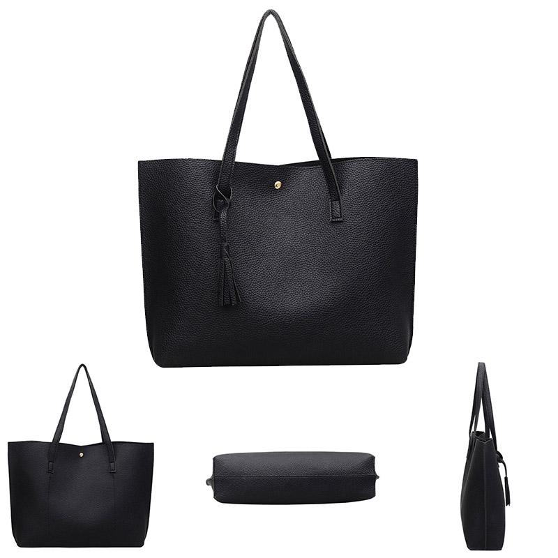black school tote bolsa with zip