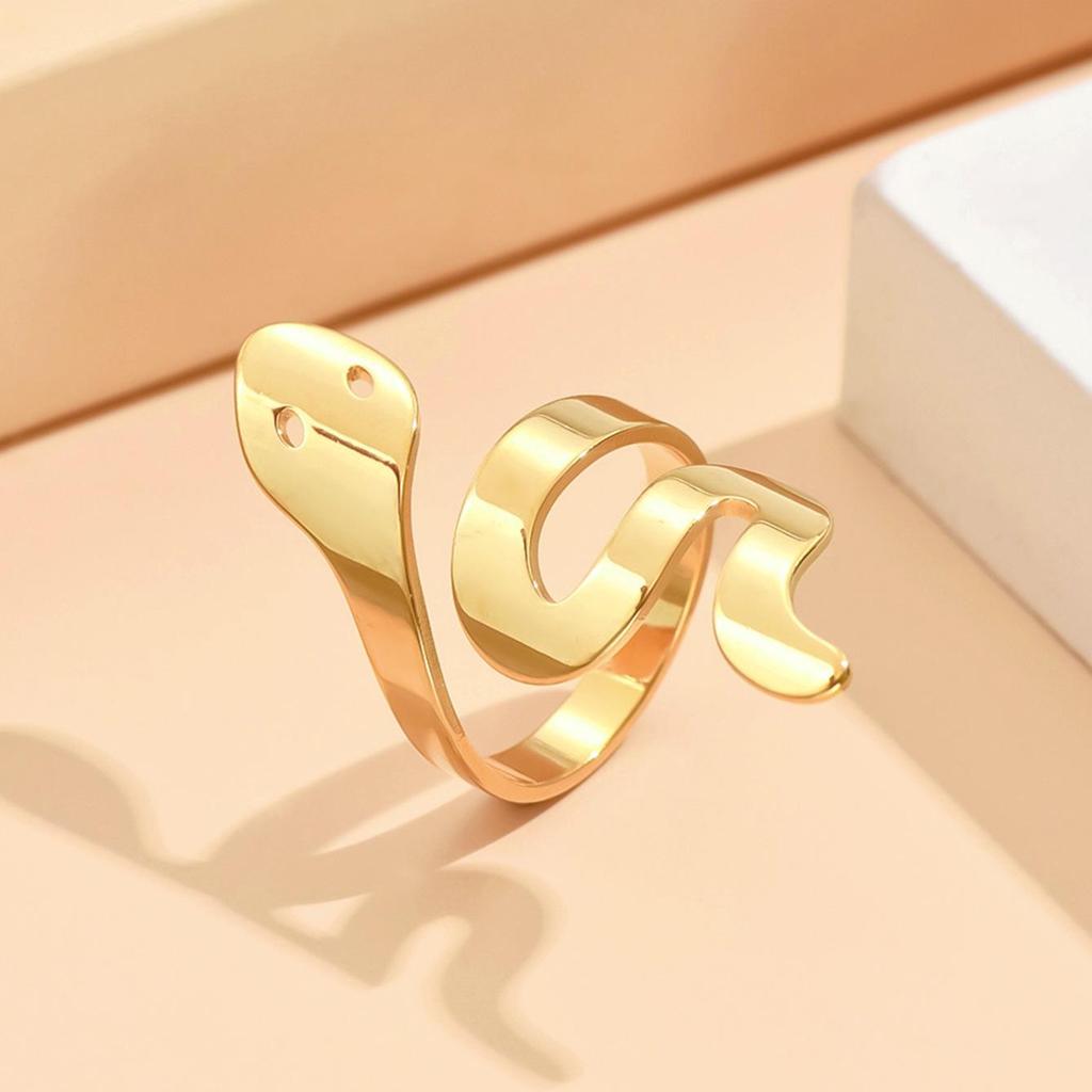 New Personality Hip Hop Snake Ring: Adjustable, Bright Surface, Stainless Steel