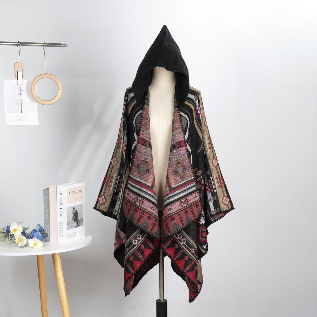 Large Shawl Cape For Men And Women With Hats In All Seasons, Thickened Scarf For Travel To Keep Warm, Literary Wear Cape