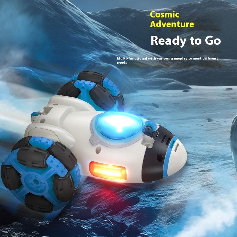 Remote Control Rocket Light Spray Toy Vertical Rotation Stunt Car Racing Children'S Gift Remote Control Stunt Rocket Toy