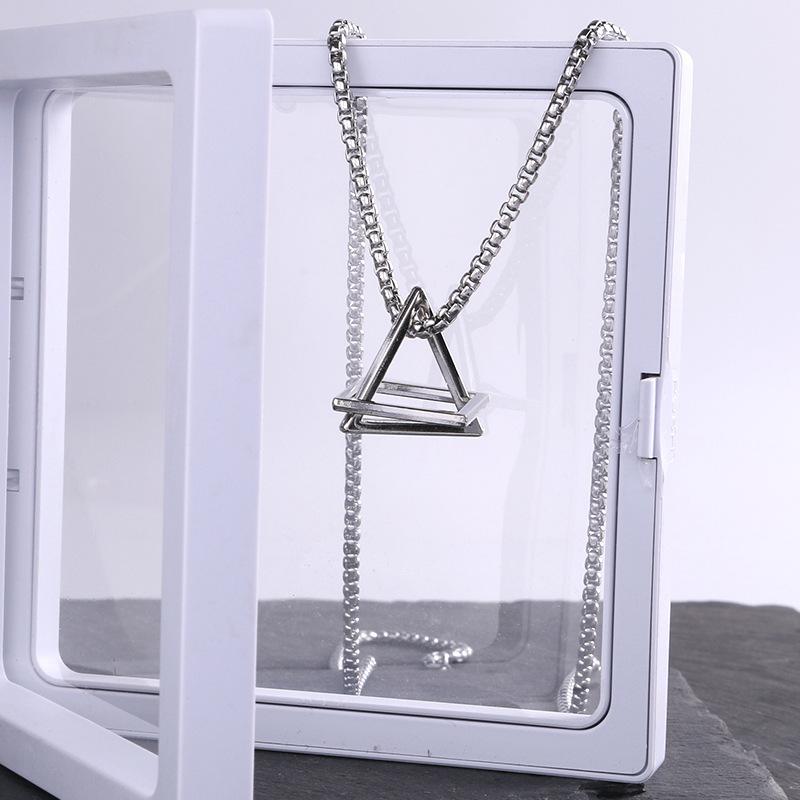 Geometric triangle hip-hop necklace trendy man earth cool dancing simple quadrilateral pendant jewelry women