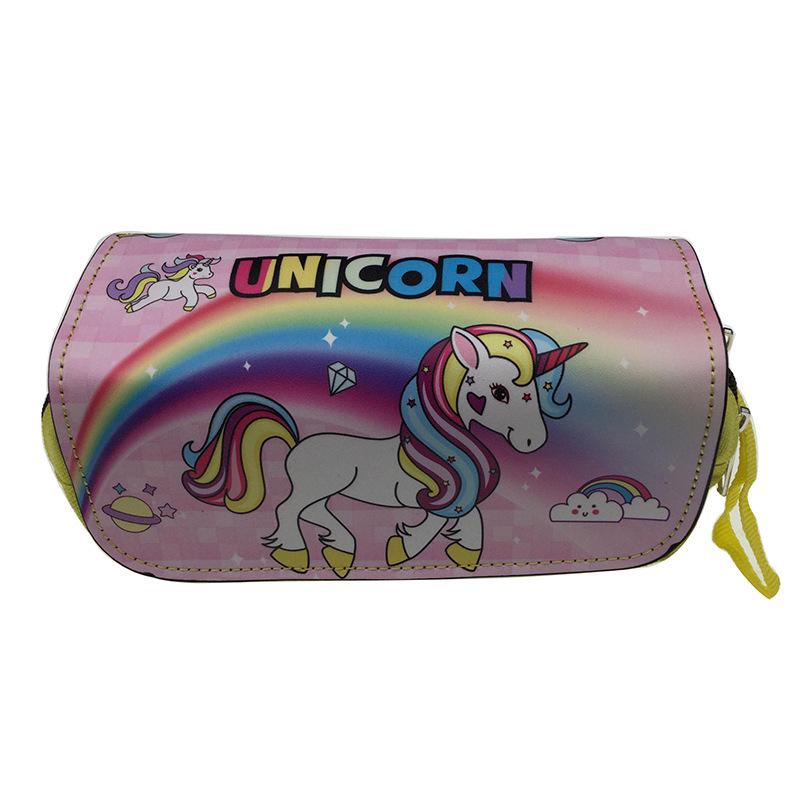 Large Capacity Double Zipper Unicorn Pencil Case for Stationery