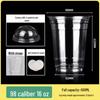 Erheshen Disposable Plastic Cups with Lids & Straws (100 Sets)