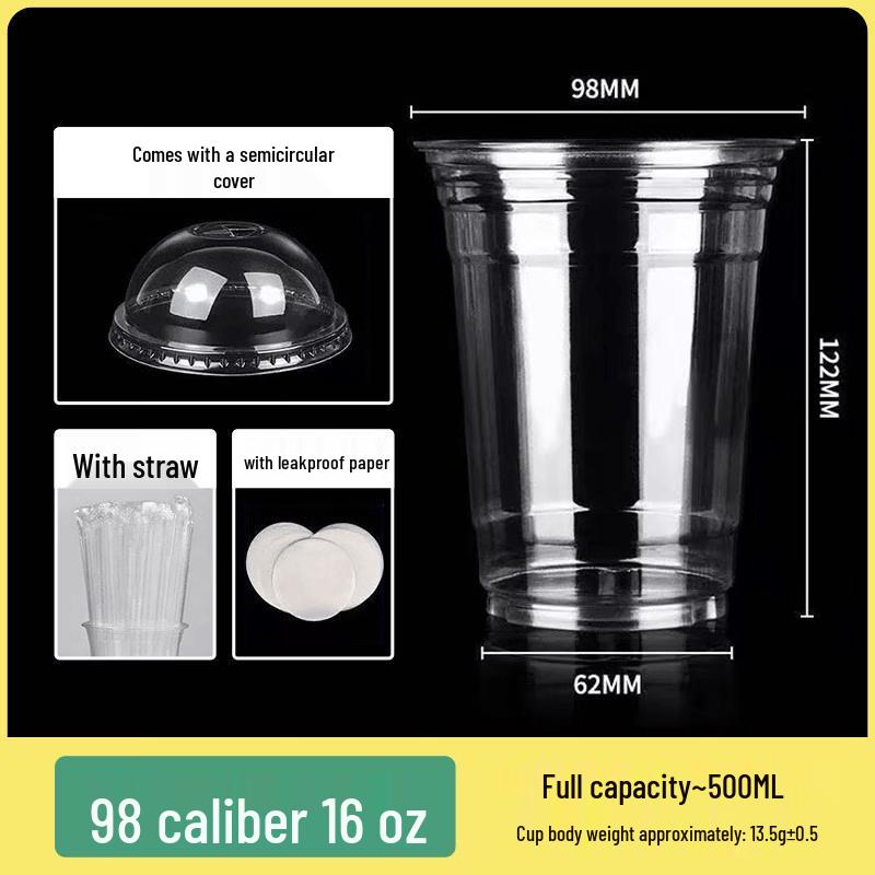 Erheshen Disposable Plastic Cups with Lids & Straws (100 Sets)