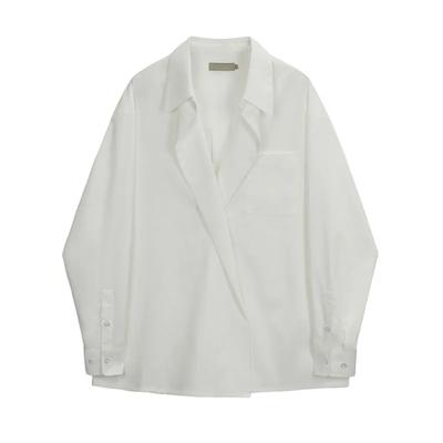 Damen Weiß Oversized Langarm Hemd Lässig Knopfleiste Locker Bluse