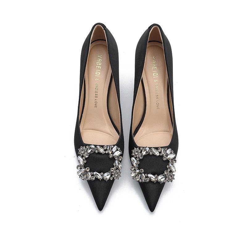 Schwarze High Heels Damen professionell Stiletto 2025 neu Herbst und Winter Temperament spitz Wildleder Kitten Heel Arbeitsschuhe