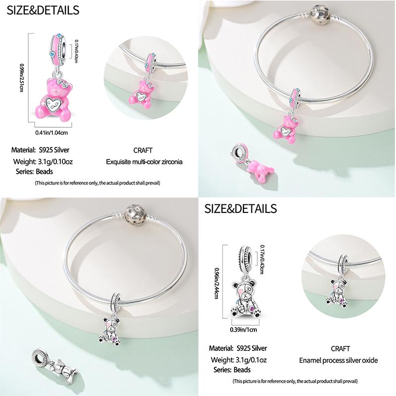 Süßes Kupfer Zirkuskleid Blumen Plüsch Junggesellenhut Bärenanhänger Perlen 3mm DIY Schmuck