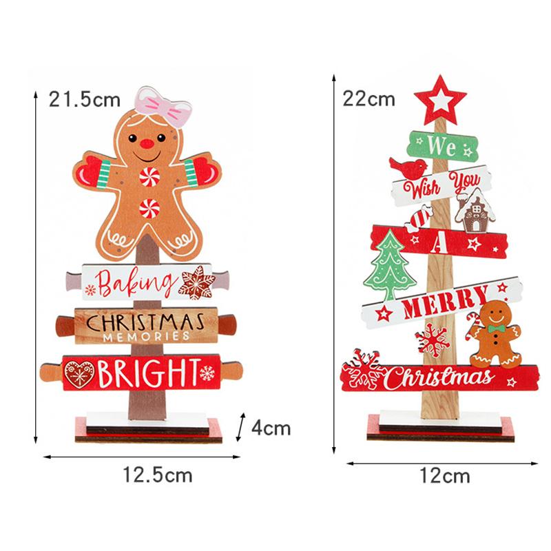 Desktop Christmas Tree Santa Claus Faceless Doll Gingerbread Man Wooden Christmas Signs Plaque Christmas Decoration Kids Gift