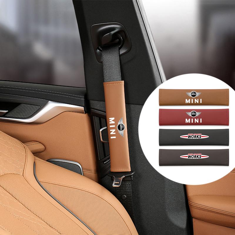 AAFF1 Car Seat Belt Cover Shoulder Protective Pad Accessories For MINI Cooper R56 F56 R50 JCW Cabrio Aceman Countryman Clubman WORKS