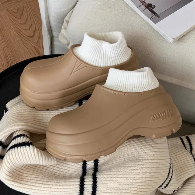 

Snow boots winter new women s warm padded cotton shoes indoor thickened bottom waterproof cotton boots soft bottom ankle boots 40-41 коричневый