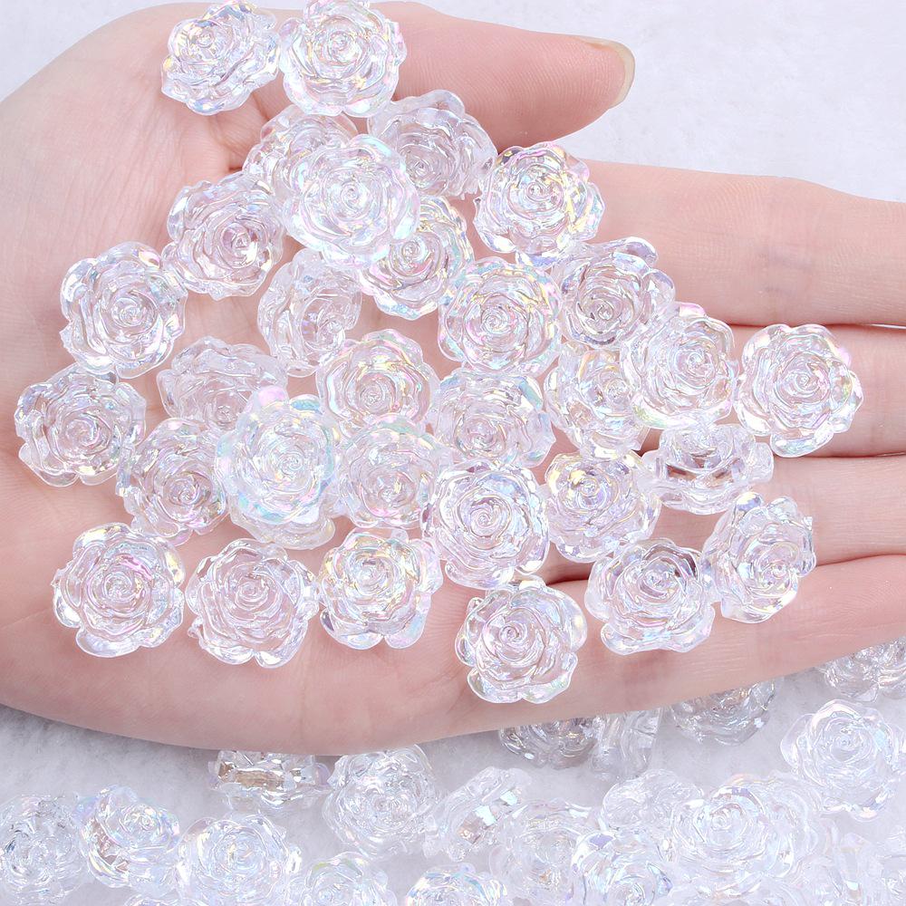 Solid Color Resin Rose Pearl Stickers for DIY Phone & Jewelry Accessories