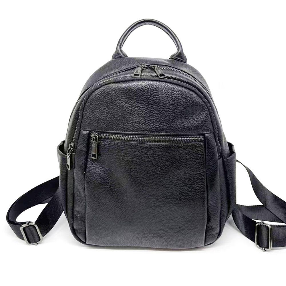 Leather Backpack Black Leather Bag Double Zipper Women S Backpack College Style Women S Bag