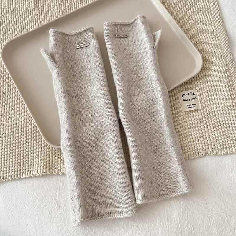 Knitted Long Fingerless Gloves for Women Warm for Autumn and Winter  Cloud Like Soft Texture  Raccoon Fleece  Fingerless Pile Sleeves