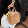 Yogodlns Summer Beach Woven Tote Bag For Women Hollow-out Lightweight Large Capacity Shopper Shoulder Bag with Inner