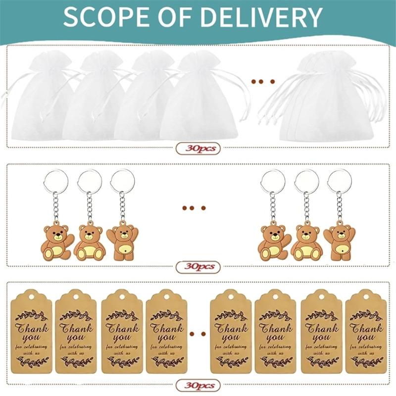 30 Pack Elegant Cartoon Mixed Materials Keychain Charm Pendant Versatile Dress Up Charm Accessory for Everyday Use