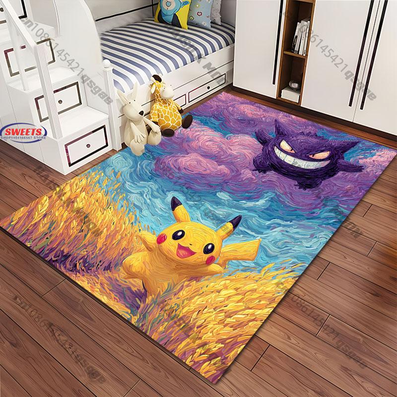 

1PC Van Gogh Style Pokemon Theme Carpet Rugs for Living Rooms Bedroom Entrance Door Decor Mat, Kids Play Mats Next Day Shipping 40x60cm