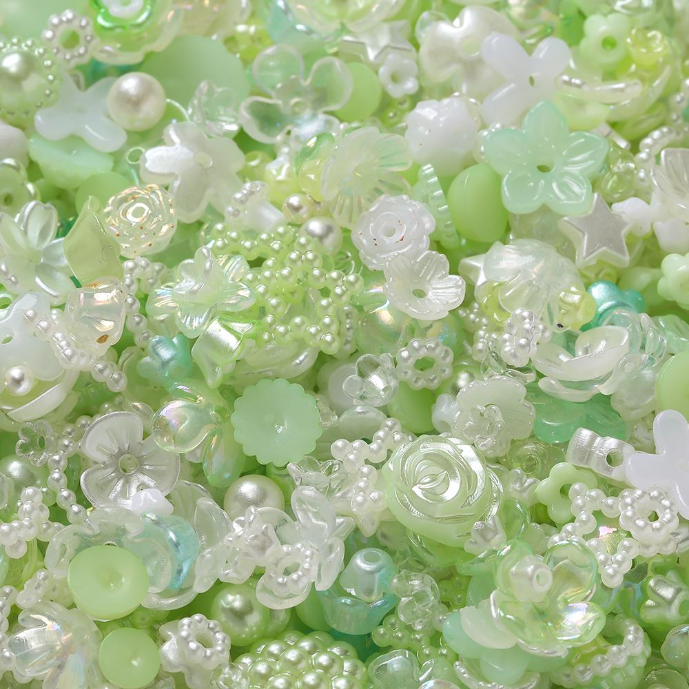20g Acrylic Mixed Beads Colored Flower Star Shaped Spacer Loose Beads for DIY Jewelry Making Necklace Phone Chain Supplies