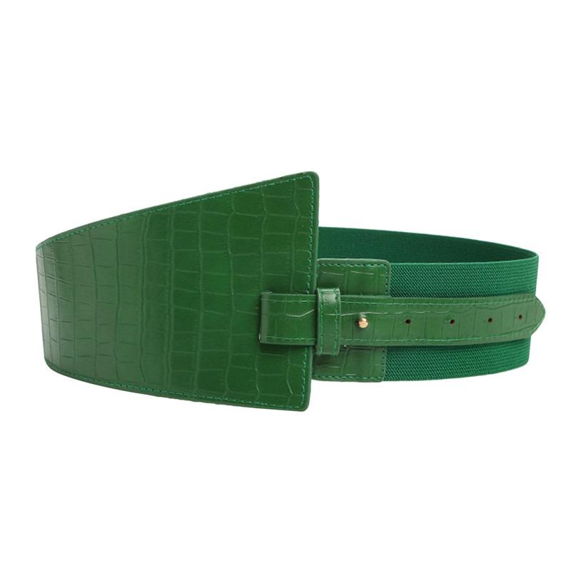 

1Pc PU Leather Wide Belt Women Coat Dress Corset Belt Fashion Luxury Designer Belts Cummerbunds for Women зелёный